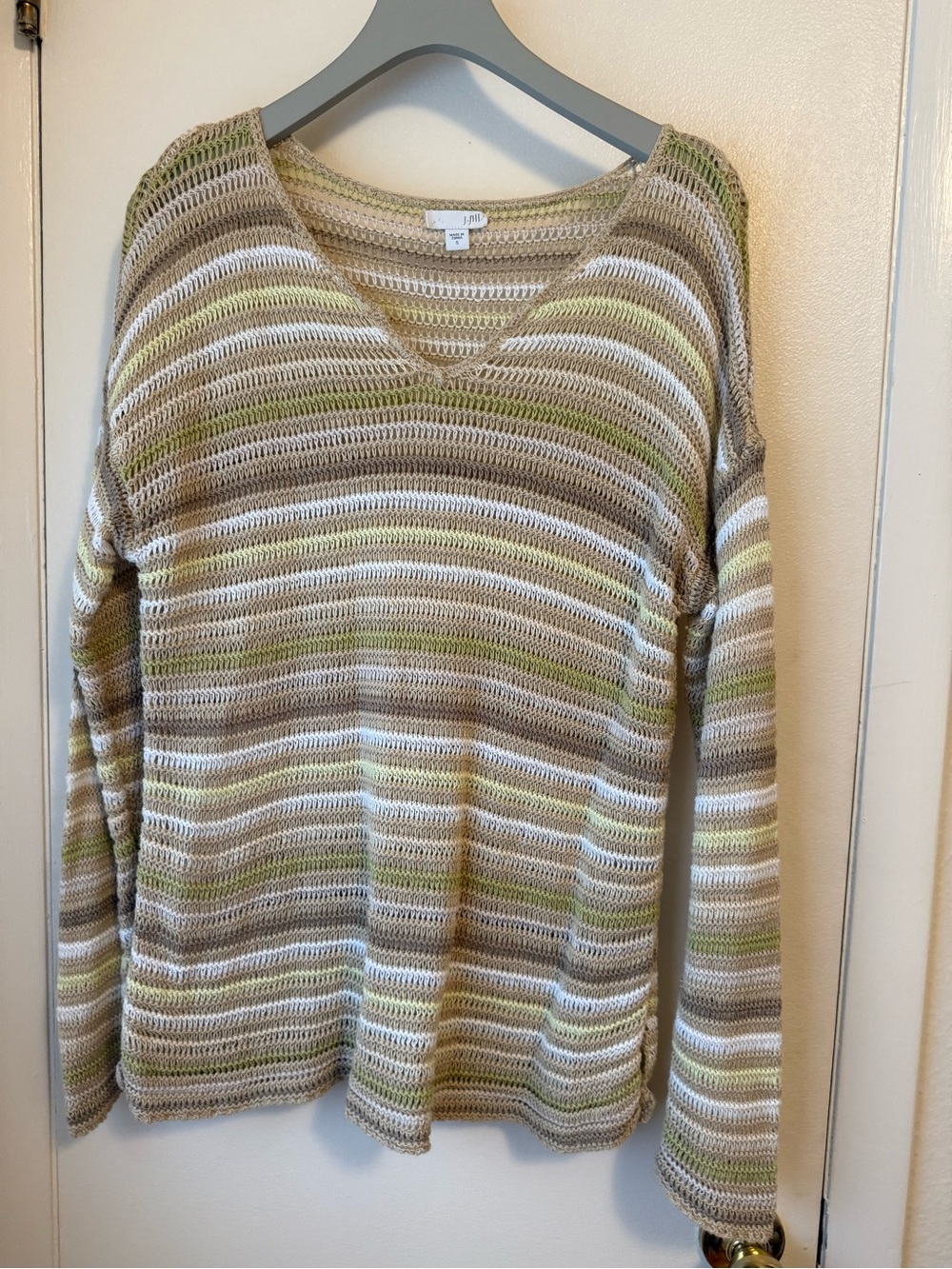 J.Jill Lightweight Striped V-Neck Sweater